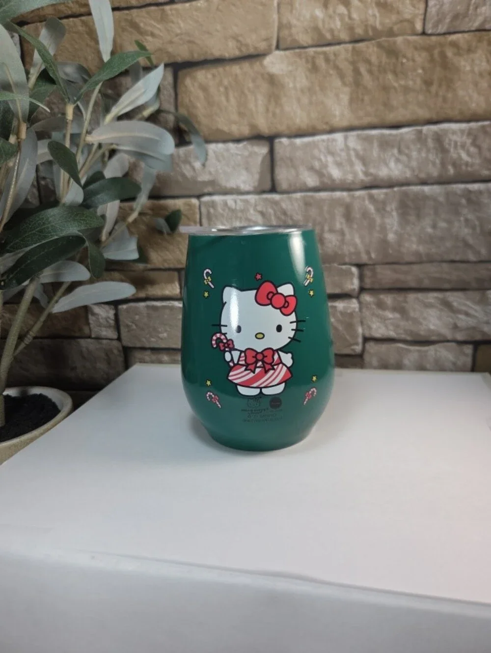 Hello Kitty Candy Cane Christmas Steel Tumbler Cup Sanrio 10oz LIMITED Hot &Cold